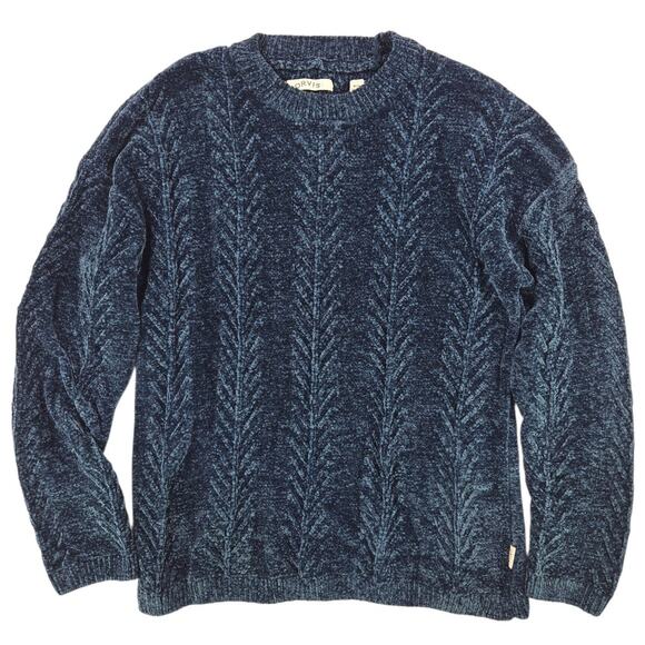 Orvis Sweaters - Orvis | Dark Blue Patterned Chenille Sweater  | Size Medium
